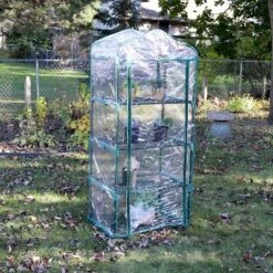 Sunnydaze Decor Sunnydaze Outdoor Portable Growing Rack 4-Tier Greenhouse With Roll-Up Door - 4 Shelves - Clear -Furniture GUEST 330f486c 0c01 4661 9e9e c23124157402