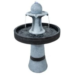 Sunnydaze Decor Sunnydaze 29.5" H Contemporary 2-Tone Outdoor Water Fountain With Light -Furniture GUEST 3329580a e77f 415d b5e6 ad6f084c22b7