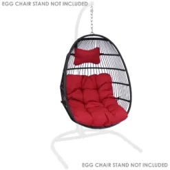 Sunnydaze Decor Sunnydaze Outdoor Resin Wicker Patio Julia Hanging Basket Egg Chair Swing With Cushions And Headrest - Red - 2pc -Furniture GUEST 33362048 b5a1 49f8 9a46 4702dc025bee