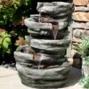 Sunnydaze Decor Sunnydaze 31"H Electric Polyresin And Fiberglass Lighted Cobblestone Waterfall Outdoor Water Fountain With LED Lights -Furniture GUEST 337ca9f9 c334 49ca 9f6d 8e459feaa42c
