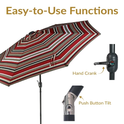 Sunnydaze Decor Sunnydaze Outdoor Solar Patio Umbrella With Polyester Canopy, LED Lights And Push Button Tilt And Crank 10 Sunnydaze Decor Sunnydaze Outdoor Solar Patio Umbrella With Polyester Canopy, LED Lights And Push Button Tilt And Crank - Image 8