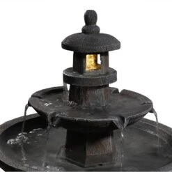 Sunnydaze Decor Sunnydaze 40"H Electric Polyresin 2-Tiered Pagoda Outdoor Water Fountain With LED Light -Furniture GUEST 346caf8d fb0a 43c2 ab07 2d8fea0e2ddf