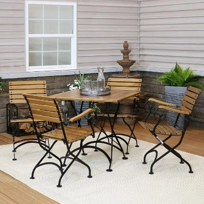 Sunnydaze Decor Sunnydaze Indoor/Outdoor Chestnut Wood Folding Bistro Dining Table And Chairs - Brown - 5pc 3 Sunnydaze Decor Sunnydaze Indoor/Outdoor Chestnut Wood Folding Bistro Dining Table And Chairs - Brown - 5pc