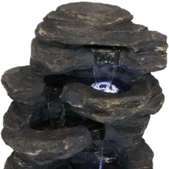 Sunnydaze Decor Sunnydaze 24"H Electric Polystone Rock Falls Waterfall Outdoor Water Fountain With LED Lights -Furniture GUEST 34e001e5 7057 461a 842f 1a60eca7b1a2