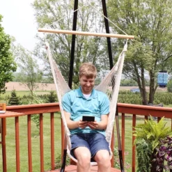 Sunnydaze Decor Sunnydaze Extra Large Lightweight Cotton/Nylon Rope Outdoor Mayan Hammock Chair - 330 Lb Weight Capacity - Natural -Furniture GUEST 34f4505d 140f 4cf1 80ce 5ce31ece7d9b