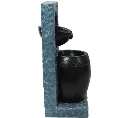 Sunnydaze Decor Sunnydaze Peaceful Rain Electric Outdoor Water Fountain - 31.75" H - Gray And Black 11 Sunnydaze Decor Sunnydaze Peaceful Rain Electric Outdoor Water Fountain - 31.75" H - Gray And Black - Image 9