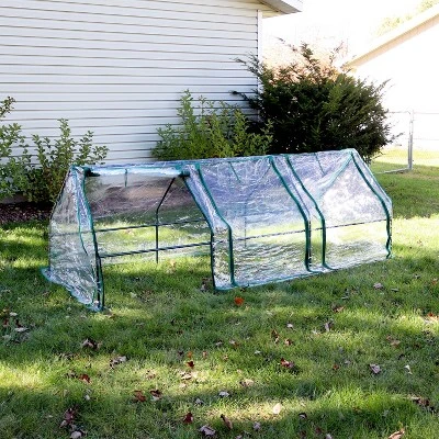 Sunnydaze Decor Sunnydaze Outdoor Portable Slanted Top Plant Shelter Mini Cloche Greenhouse With Zipper Doors - 36" - Clear 3 Sunnydaze Decor Sunnydaze Outdoor Portable Slanted Top Plant Shelter Mini Cloche Greenhouse With Zipper Doors - 36" - Clear