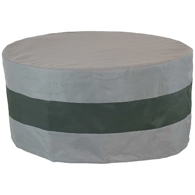 Sunnydaze Decor Sunnydaze Outdoor Heavy-Duty Weather-Resistant 300D Polyester Round 2-Tone Fire Pit Cover - Gray And Green 6 Sunnydaze Decor Sunnydaze Outdoor Heavy-Duty Weather-Resistant 300D Polyester Round 2-Tone Fire Pit Cover - Gray And Green - Image 4