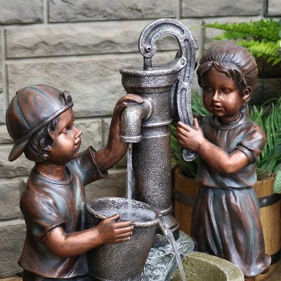 Sunnydaze Decor Sunnydaze 24"H Electric Polyresin Jack And Jill At Farmhouse Pump And Well Outdoor Water Fountain 10 Sunnydaze Decor Sunnydaze 24"H Electric Polyresin Jack And Jill At Farmhouse Pump And Well Outdoor Water Fountain - Image 8