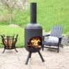 Sunnydaze Decor Sunnydaze Outdoor Backyard Patio Modern Steel Wood-Burning Fire Pit Chiminea With Wood Grate - 5' - Black -Furniture GUEST 3582c1d6 2fe0 45b1 8d9c 14a9bac5080d