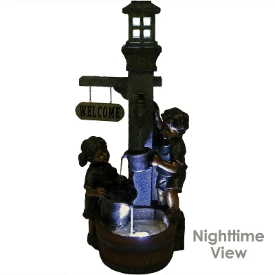 Sunnydaze Decor Sunnydaze 40"H Electric Polyresin Children Playing With Water Faucet Outdoor Water Fountain With LED Lights 4 Sunnydaze Decor Sunnydaze 40"H Electric Polyresin Children Playing With Water Faucet Outdoor Water Fountain With LED Lights - Image 2