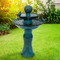 Sunnydaze Decor Sunnydaze 27"H Electric Ceramic 2-Tier Resting Birds Outdoor Water Fountain