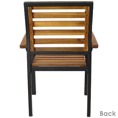 Sunnydaze Decor Sunnydaze 2pk Julian Acacia Wood And Steel Outdoor Patio Arm Chairs 10 Sunnydaze Decor Sunnydaze 2pk Julian Acacia Wood And Steel Outdoor Patio Arm Chairs - Image 8