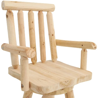 Sunnydaze Decor Sunnydaze Unfinished Fir Wood Log Cabin Style Rustic Swivel Bar Stool 4 Sunnydaze Decor Sunnydaze Unfinished Fir Wood Log Cabin Style Rustic Swivel Bar Stool - Image 2
