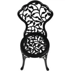 Sunnydaze Decor Sunnydaze Floral Design Cast Aluminum Outdoor Patio Bistro Set, Black, 3pc -Furniture GUEST 378d4925 6609 484c b093 184cd1d32c06