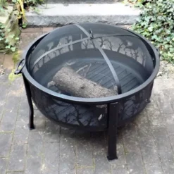 Sunnydaze Decor Sunnydaze Outdoor Camping Or Backyard Steel Pheasant Hunting Fire Pit With Spark Screen, Cover, Metal Wood Grate, And Log Poker - 30" -Furniture GUEST 37a3b68b f2a0 4e8a 99aa 8d9711b6a058