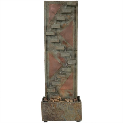 Sunnydaze Decor Sunnydaze 48"H Electric Natural Slate And Copper Accents Descending Staircase Outdoor Water Fountain With LED Light 8 Sunnydaze Decor Sunnydaze 48"H Electric Natural Slate And Copper Accents Descending Staircase Outdoor Water Fountain With LED Light - Image 6
