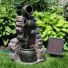 Sunnydaze Decor Sunnydaze Outdoor Polyresin Crumbling Bricks And Pots Solar Cascading Water Fountain With LED Lights And Battery Backup - 27" -Furniture GUEST 38199d5c 5318 476d abaf 8bcac9c84660