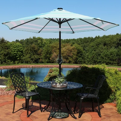 Sunnydaze Decor Sunnydaze Outdoor Aluminum Patio Umbrella With Solar LED Lights, Tilt, And Crank - 9' 3 Sunnydaze Decor Sunnydaze Outdoor Aluminum Patio Umbrella With Solar LED Lights, Tilt, And Crank - 9'