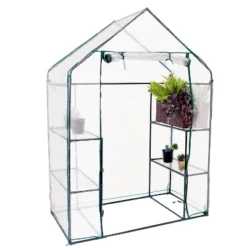 Sunnydaze Decor Sunnydaze Outdoor Portable Tiered Growing Rack Deluxe Walk-In Greenhouse With Roll-Up Door - 4 Shelves - Clear - 54" X 28" X 77" -Furniture GUEST 382dca0a 0101 4c9b b048 b02273d889de