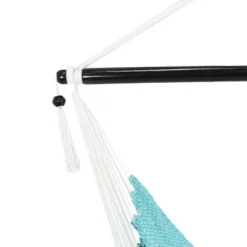 Sunnydaze Decor Sunnydaze Polyester Rope Hanging Caribbean-Style Hammock Chair Swing For Patio, Porch, Or Yard - Lagoon Stripes -Furniture GUEST 385b6a32 f369 459b b733 5677be5f9340