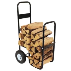 Sunnydaze Decor Sunnydaze Outdoor Firewood Log Rack Cart Carrier With Heavy-Duty Weather-Resistant Polyester Cover - Black -Furniture GUEST 3969eaf5 7b35 4029 91c5 3338e10e020f
