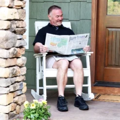 Sunnydaze Decor Sunnydaze Outdoor Rustic Comfort HDPE Rocking Chair - 300 Lb Capacity -Furniture GUEST 3a2ec491 cb0d 4730 9852 a50dae7c6a4d