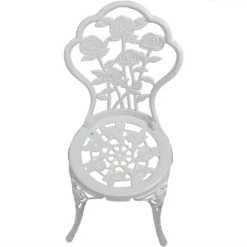 Sunnydaze Decor Sunnydaze Flower Design Cast Aluminum Bistro Set With Cast Iron Legs, White, 3pc -Furniture GUEST 3a41d836 c5e0 4bfe 8ec9 6ee73213d514