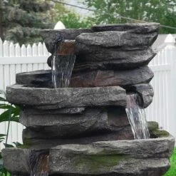 Sunnydaze Decor Sunnydaze 31"H Electric Polyresin And Fiberglass Lighted Cobblestone Waterfall Outdoor Water Fountain With LED Lights -Furniture GUEST 3a73d6c2 48db 4d52 acce 0b58af8bc772