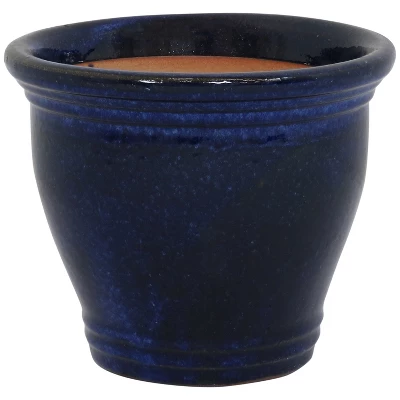 Sunnydaze Decor Sunnydaze Studio UV- And Frost-Resistant Ceramic Planters With Drainage Holes And Saucers - 11" Diameter - Imperial Blue - 2-Pack 7 Sunnydaze Decor Sunnydaze Studio UV- And Frost-Resistant Ceramic Planters With Drainage Holes And Saucers - 11" Diameter - Imperial Blue - 2-Pack - Image 5