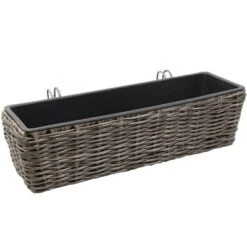 Sunnydaze Decor Sunnydaze Hanging Rectangle Polyrattan Rail Planter With Plastic Liner - 23.5" W X 7.5" D X 6.5" H -Furniture GUEST 3bcea665 40b2 4a86 ae0a d32f9d6a3d3c