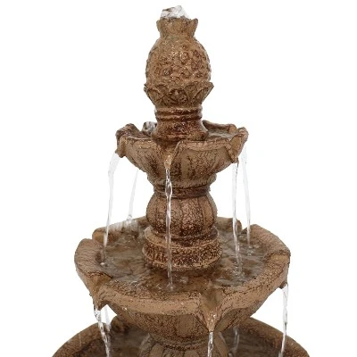 Sunnydaze Decor Sunnydaze 52"H Electric Fiberglass And Resin 4-Tier Pineapple Top Outdoor Water Fountain 4 Sunnydaze Decor Sunnydaze 52"H Electric Fiberglass And Resin 4-Tier Pineapple Top Outdoor Water Fountain - Image 2