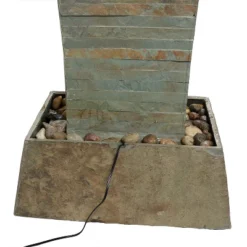 Sunnydaze Decor Sunnydaze 49"H Electric Spiraling Slate Outdoor Water Fountain With LED Lights -Furniture GUEST 3c0c07a6 560c 4fa5 ad23 284be10ef60d