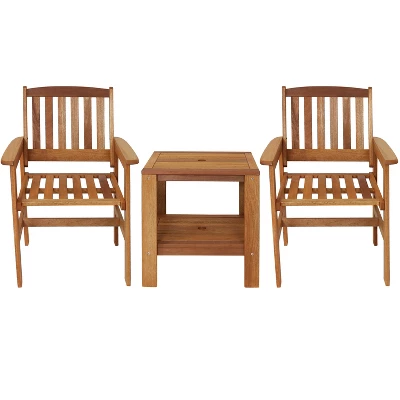Sunnydaze Decor Sunnydaze Outdoor Meranti Wood With Teak Oil Finish Patio Table And Chairs Conversation Set - Brown - 3pc 10 Sunnydaze Decor Sunnydaze Outdoor Meranti Wood With Teak Oil Finish Patio Table And Chairs Conversation Set - Brown - 3pc - Image 8