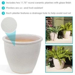 Sunnydaze Decor Sunnydaze Ocean Villa Decorative Glazed Ceramic Outdoor Planters For Greenery Or Flowers - 11.75" - Pearl - 2pc 11 Sunnydaze Decor Sunnydaze Ocean Villa Decorative Glazed Ceramic Outdoor Planters For Greenery Or Flowers - 11.75" - Pearl - 2pc -Furniture GUEST 3e6ab110 71b9 4db0 9a79 a2cbe926c049