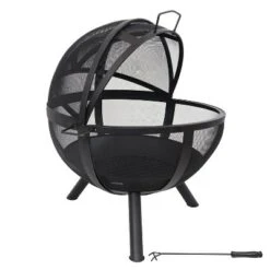 Sunnydaze Decor Sunnydaze Outdoor Portable Camping Or Backyard Flaming Sphere Ball Fire Pit With Built-In Spark Screen - 30" - Black -Furniture GUEST 3e8301b3 6eb5 4f55 9597 c0b689012d6d