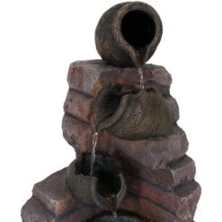 Sunnydaze Decor Sunnydaze Outdoor Polyresin Crumbling Bricks And Pots Solar Cascading Water Fountain With LED Lights And Battery Backup - 27" -Furniture GUEST 4020b97a c9b3 40f4 a9c9 9012d0bb9e0b