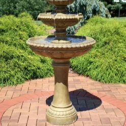 Sunnydaze Decor Sunnydaze 65"H Electric Resin And Concrete 4-Tier Eggshell Edge Outdoor Water Fountain With LED Lights -Furniture GUEST 402b9f1b 044a 427b b7da 336f696afb1e
