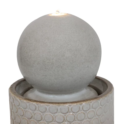 Sunnydaze Decor Sunnydaze Modern Orb On Circle-Pattern Base Ceramic Outdoor Fountain With LED Lights, Gray 5 Sunnydaze Decor Sunnydaze Modern Orb On Circle-Pattern Base Ceramic Outdoor Fountain With LED Lights, Gray - Image 3