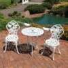 Sunnydaze Decor Sunnydaze Flower Design Cast Aluminum Bistro Set With Cast Iron Legs, White, 3pc -Furniture GUEST 4134ad74 926d 4b31 ac5d 4f53c757daa8
