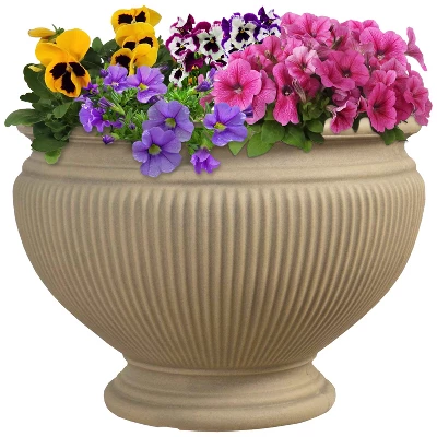 Sunnydaze Decor Sunnydaze Indoor/Outdoor Patio, Garden, Or Porch Weather-Resistant Double-Walled Elizabeth Ribbed Urn Flower Pot Planter - 15" 6 Sunnydaze Decor Sunnydaze Indoor/Outdoor Patio, Garden, Or Porch Weather-Resistant Double-Walled Elizabeth Ribbed Urn Flower Pot Planter - 15" - Image 4