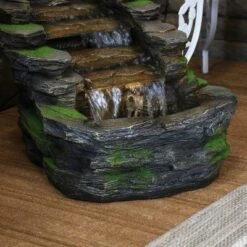 Sunnydaze Decor Sunnydaze 14"H Electric Polyresin Shale Falls Outdoor Water Fountain With LED Lights -Furniture GUEST 428c832b 8363 4076 8af7 2001a5d28721