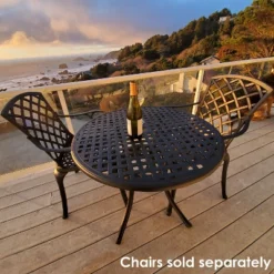 Sunnydaze Decor Sunnydaze Round Lattice Design Cast Aluminum Outdoor Patio Table With Umbrella Hole, Black -Furniture GUEST 42992110 d6c5 488d bd73 292aee1239c7