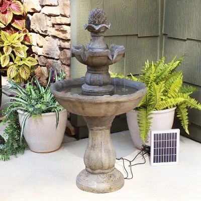 Sunnydaze Decor Sunnydaze Outdoor Backyard Polyresin Solar Powered 2-Tier Pineapple Top Water Fountain Feature - 33" 7 Sunnydaze Decor Sunnydaze Outdoor Backyard Polyresin Solar Powered 2-Tier Pineapple Top Water Fountain Feature - 33" - Image 5