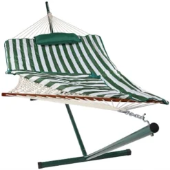 Sunnydaze Decor Sunnydaze Cotton Rope Freestanding Hammock With Spreader Bar With Portable Steel Stand And Pad And Pillow Set - 12' Stand 38 Sunnydaze Decor Sunnydaze Cotton Rope Freestanding Hammock With Spreader Bar With Portable Steel Stand And Pad And Pillow Set - 12' Stand -Furniture GUEST 4322684e 27b5 41b5 94f8 7e9d7da7e5bb