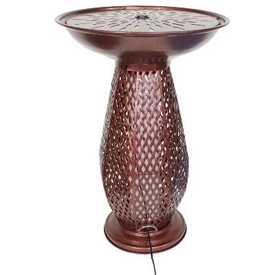 Sunnydaze Decor Sunnydaze Iron Crosshatch Bird Bath Water Fountain With LED Lights - 28.75" 7 Sunnydaze Decor Sunnydaze Iron Crosshatch Bird Bath Water Fountain With LED Lights - 28.75" - Image 5