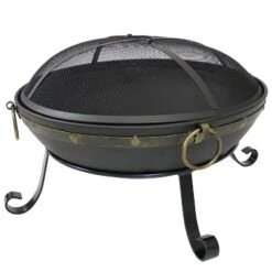 Sunnydaze Decor Sunnydaze Outdoor Camping Or Backyard Steel Victorian Fire Pit Bowl With Handles And Spark Screen - 25" - Black -Furniture GUEST 43d3ecdd 5837 4565 a822 21aed170b3b9