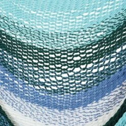 Sunnydaze Decor Sunnydaze Polyester Rope Hanging Caribbean-Style Hammock Chair Swing For Patio, Porch, Or Yard - Lagoon Stripes -Furniture GUEST 4412bd62 e1c9 44a9 838e 8606185b6277