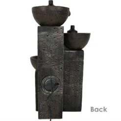 Sunnydaze Decor Sunnydaze 34"H Electric Polyresin 3-Tier Burning Bowls Outdoor Water Fountain With Real Flame Torch Accents -Furniture GUEST 45a75500 19c7 474a abee 45e48cd21a88