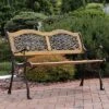 Sunnydaze Decor Sunnydaze 2-Person Ivy Crossweave Design Cast Iron And Wood Frame Outdoor Garden Bench -Furniture GUEST 45c054bc 4cd2 4e53 88d4 f4dfc6819844